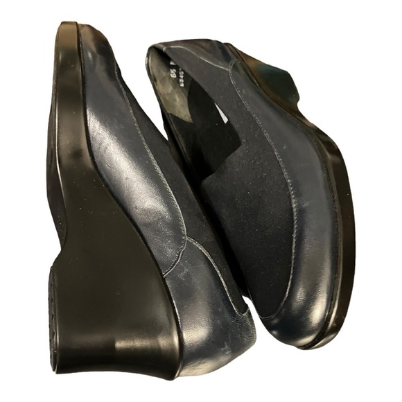 Munro Black Leather Walking Wedge Slip On Shoes 6.5M - Picture 5 of 8